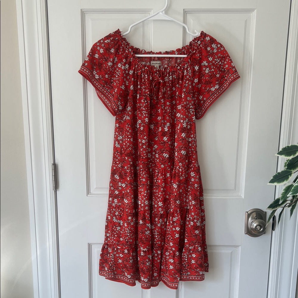 Max Studio Red and White Floral Kids Dress